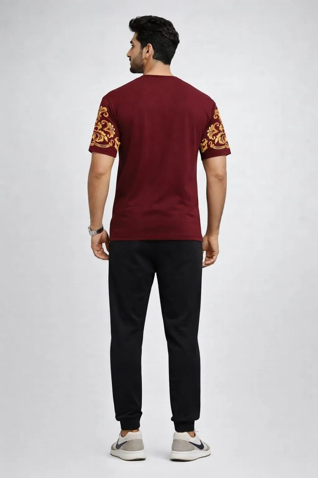 Men Maroon Richman Royal Printed Track Suit Cotton Summer Set
