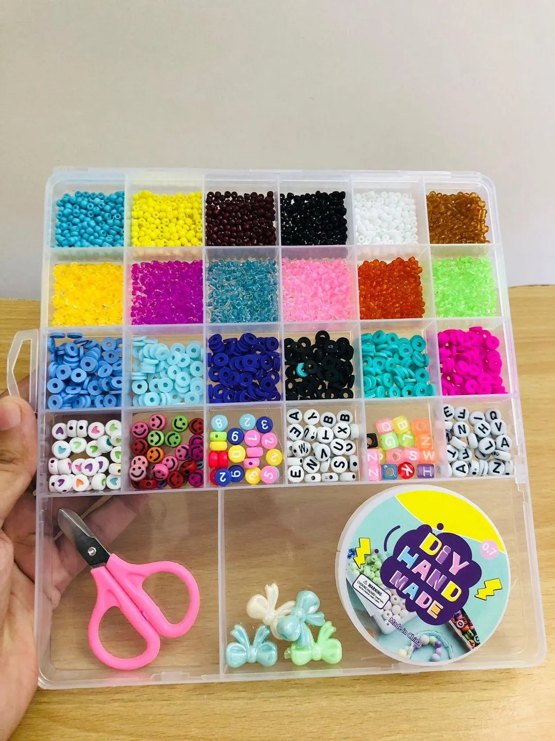 Multi Color Clay Beads Box with Scissors & Tape