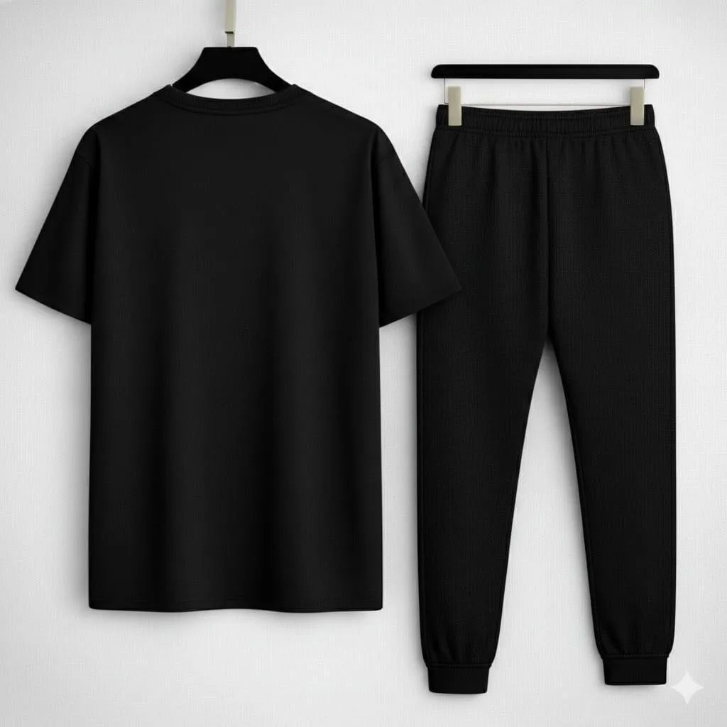 Men Black Billionaire Crest Track Suit 2Pcs Cotton Slim Fit