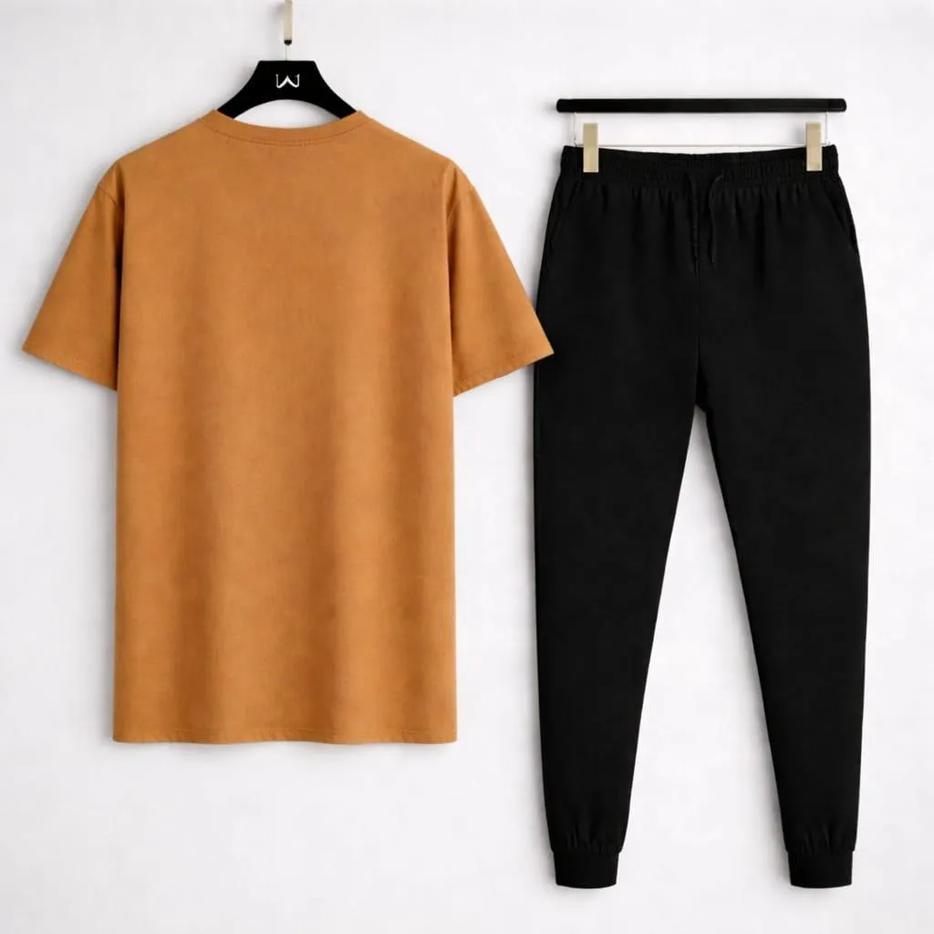 Audi Logo 2-Piece Cotton Set Mustard Black for Men