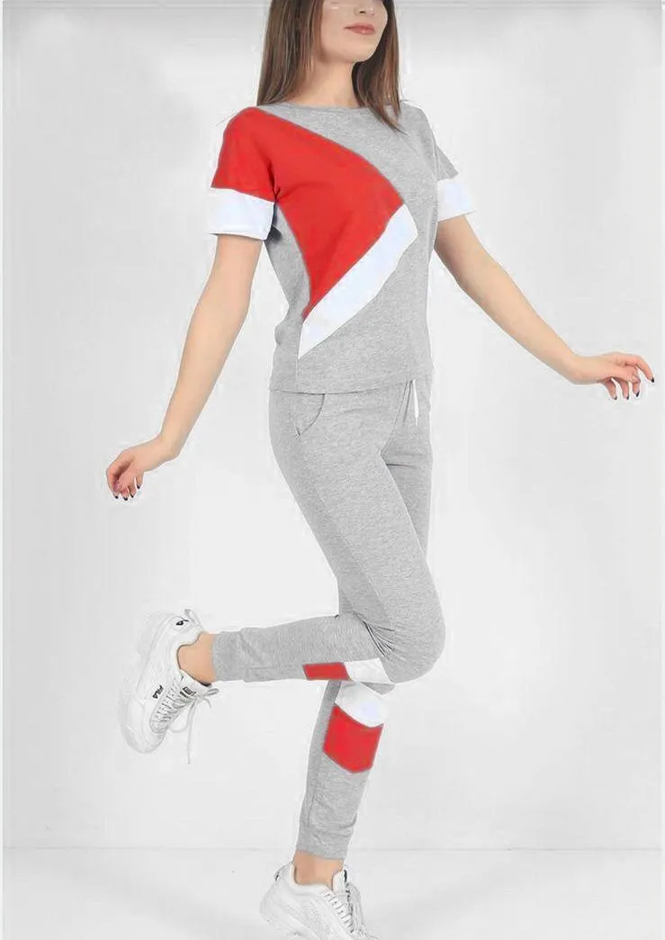 Women Grey Jersey Tracksuit 2 Pcs Medium to XL
