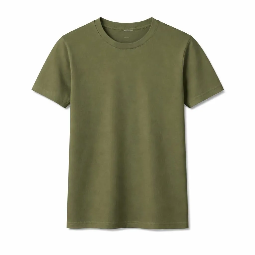 Premium Pack of 3 Crew Neck T-Shirts Black White Olive Green