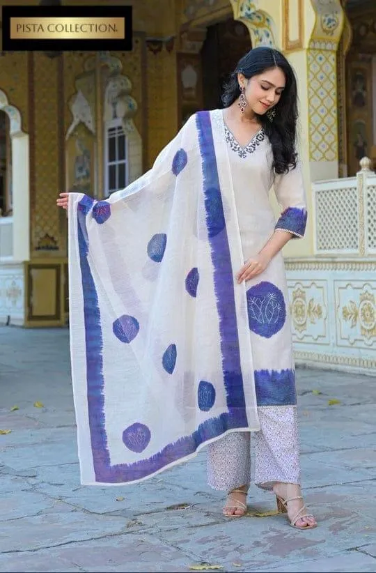 Blue Printed Lawn 3-Piece Suit for Women