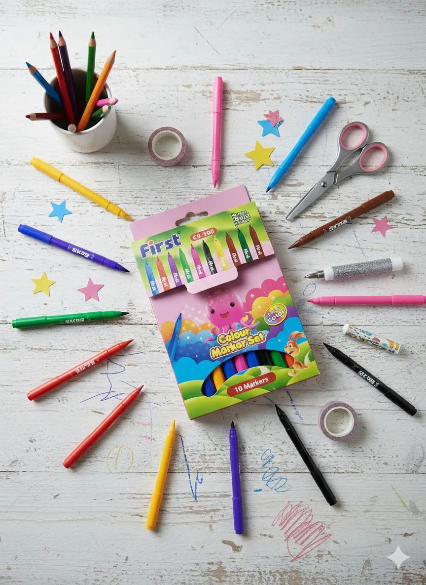 10 Pcs Multicolor Markers Set for Kids ABS Plastic