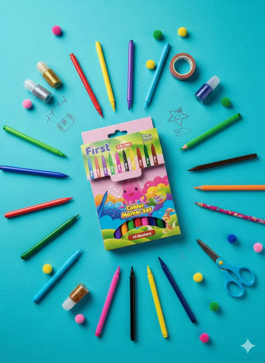 10 Pcs Multicolor Markers Set for Kids ABS Plastic