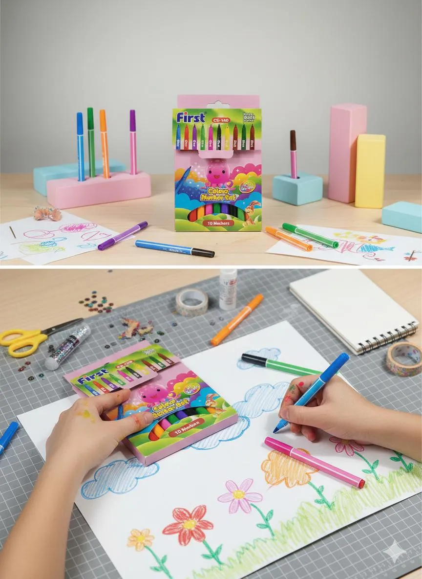 10 Pcs Multicolor Markers Set for Kids ABS Plastic