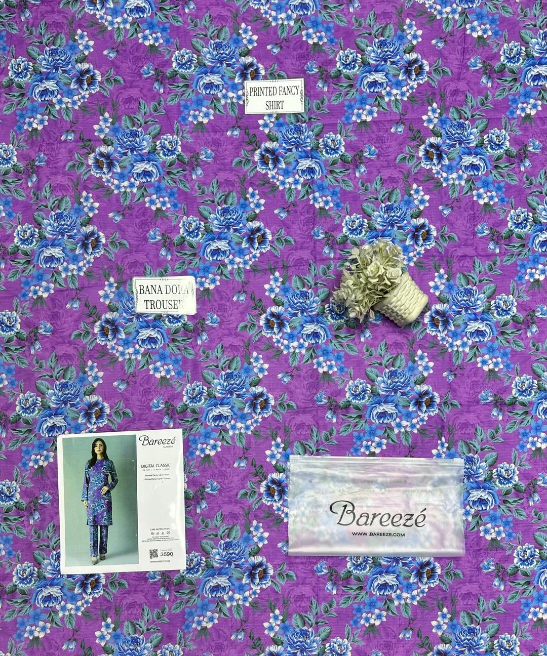 Purple Floral Printed 2-Piece Suit for Women