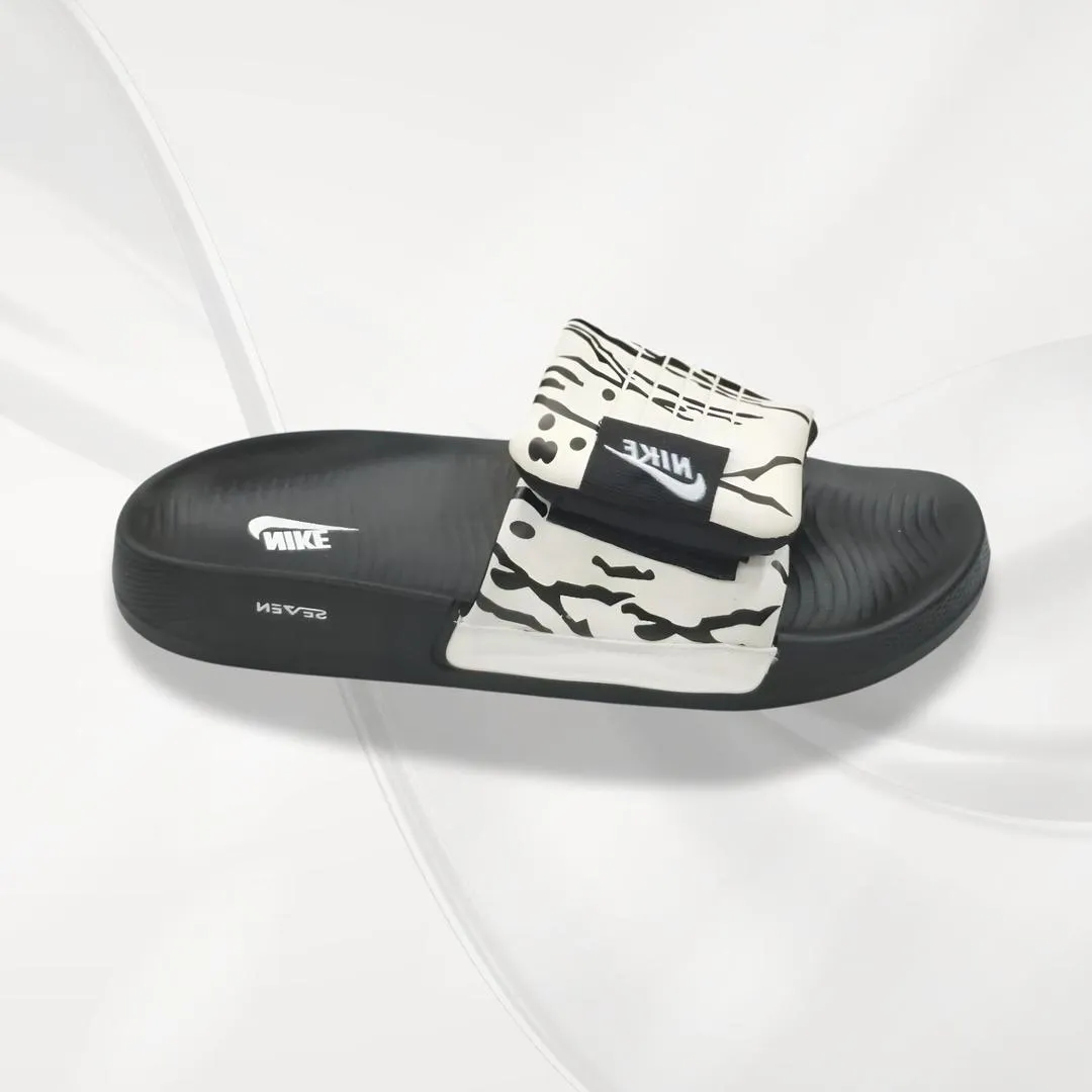 Nike Logo Slide Slippers Black White Patterned