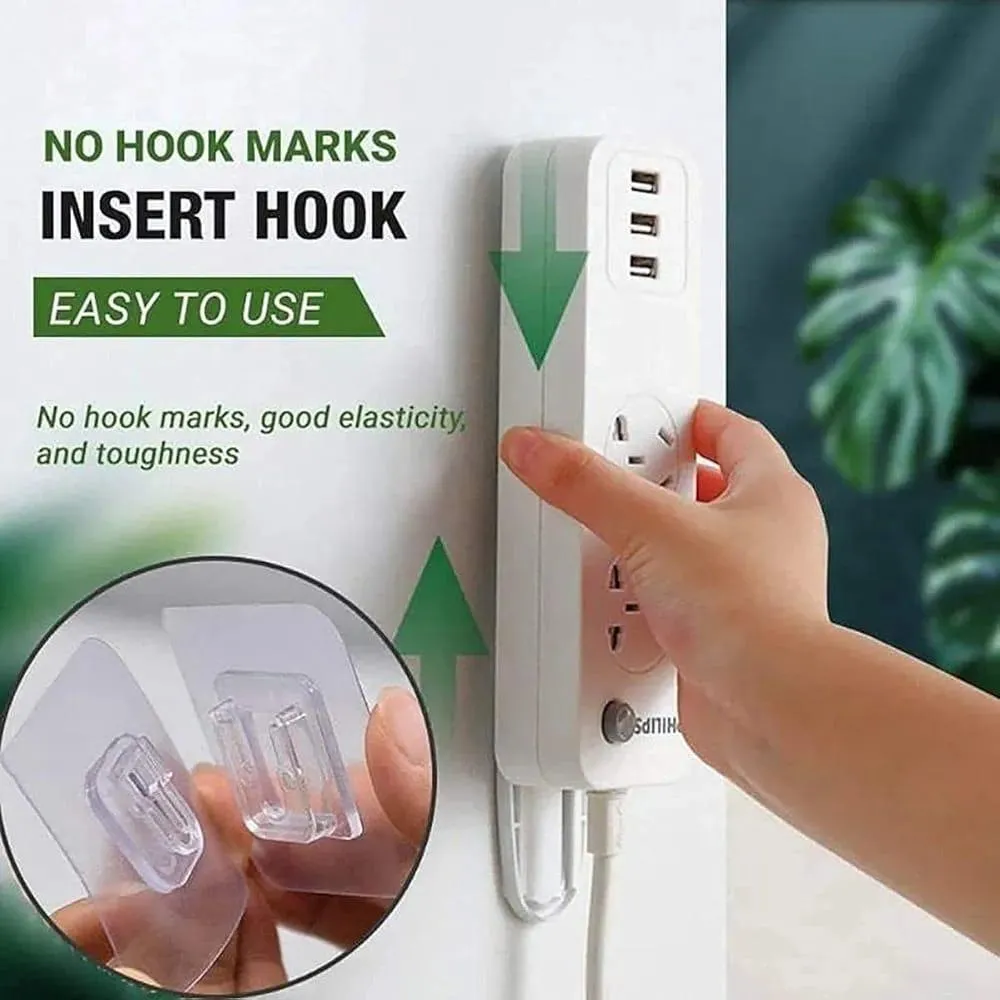 Double Sided Self Adhesive Hooks White Plastic