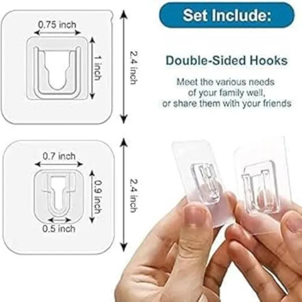 Double Sided Self Adhesive Hooks White Plastic