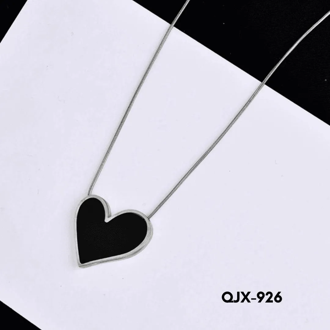 Heart Shaped Necklace Black Gold for Women