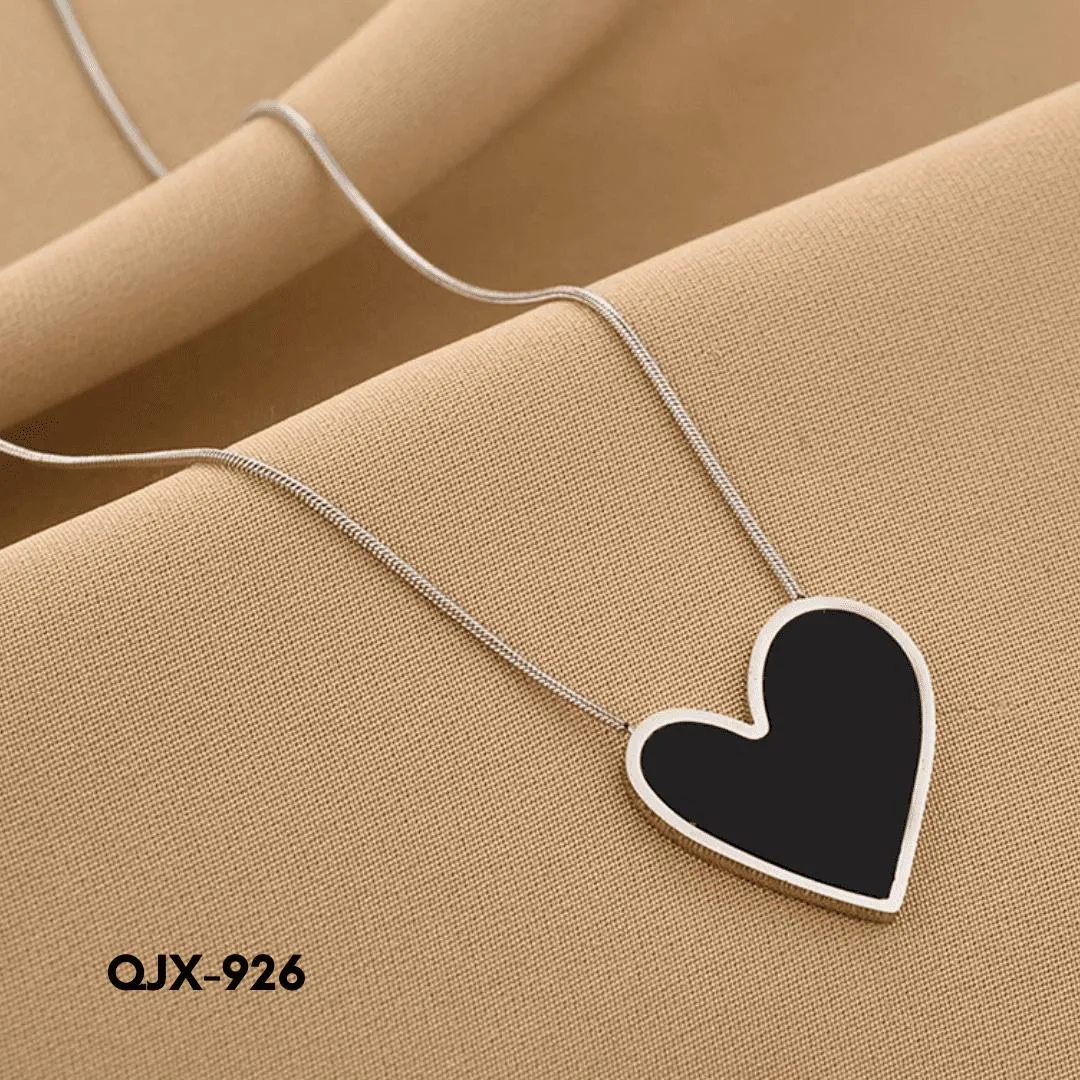 Heart Shaped Necklace Black Gold for Women
