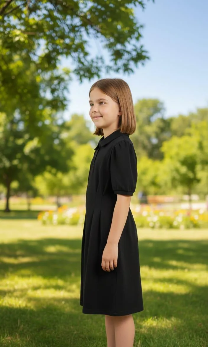Black A-Line Frock for Girls 5-10 Years