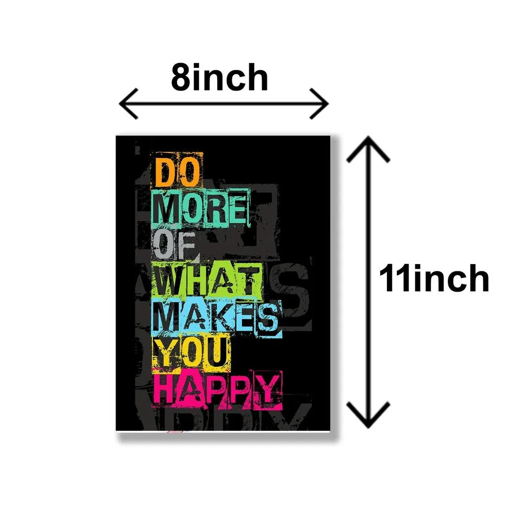 Motivational Wall Art Set of 6 MDF Tiles Black Background
