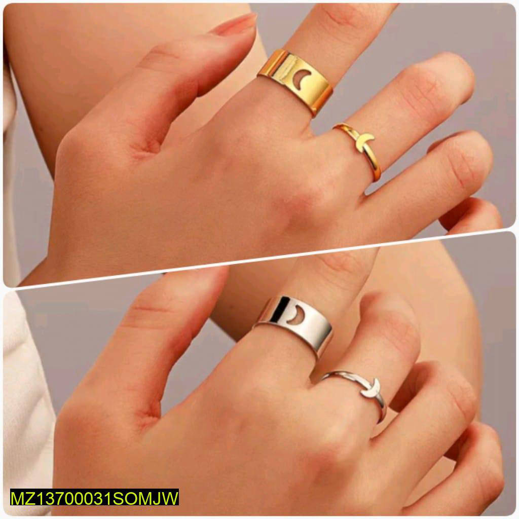 Moon Shaped Rings Gold Silver Adjustable Comfort Wear