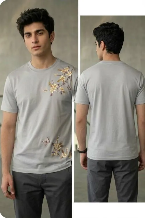 Men's Grey Printed Dri Fit T-Shirt Medium to XL