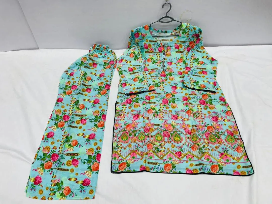 Multicolor Floral Lawn Kurta Pajama Set for Women