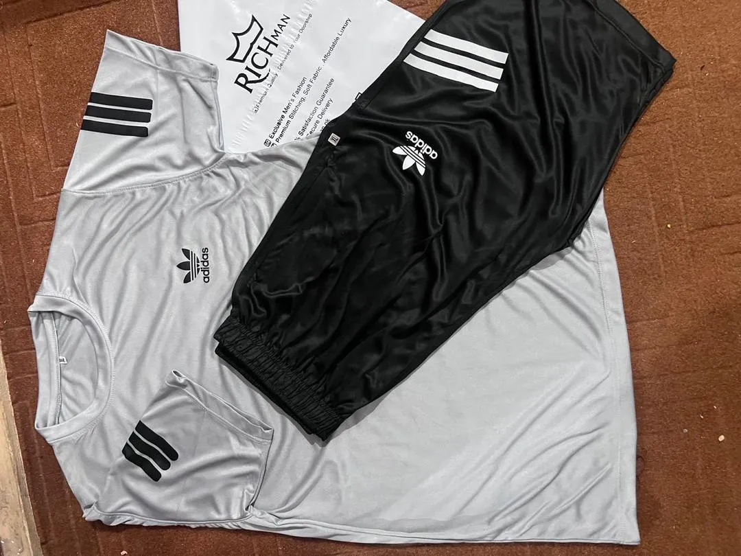 2 Pcs Men's Micro Printed Track Suit