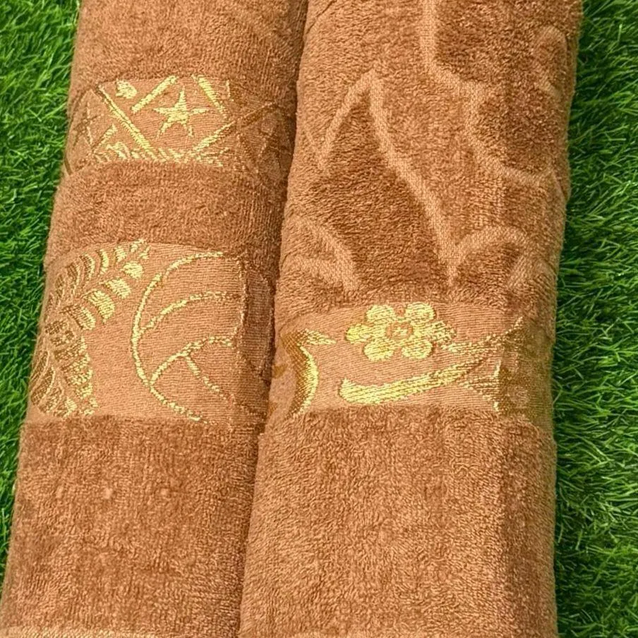 Soft Velvet Bath Towel 2 Pcs Brown