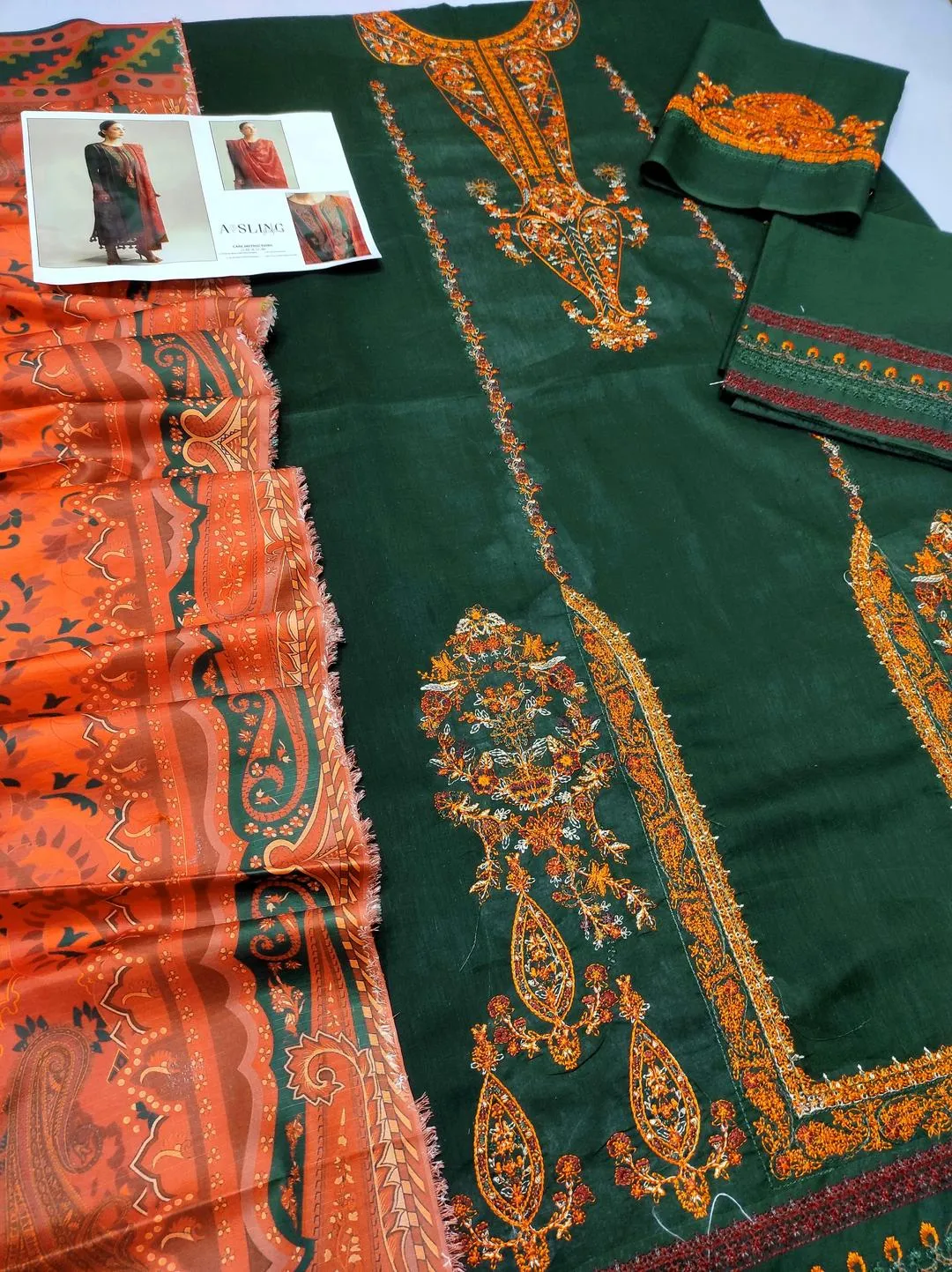 Green Embroidered Lawn 3Pcs Set for Women