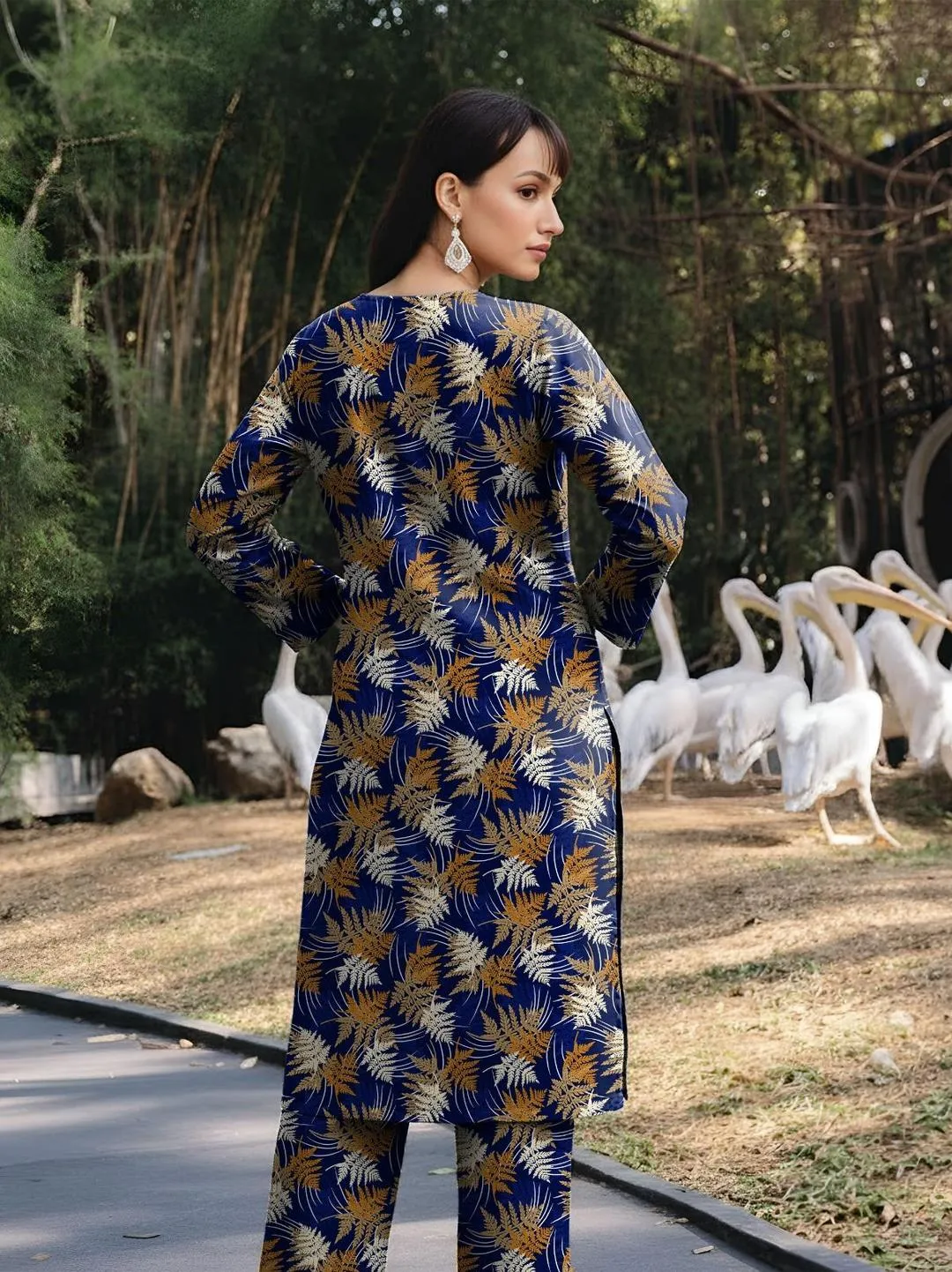 Blue Printed Dobby Lawn 3Pcs Shirt Trouser Set