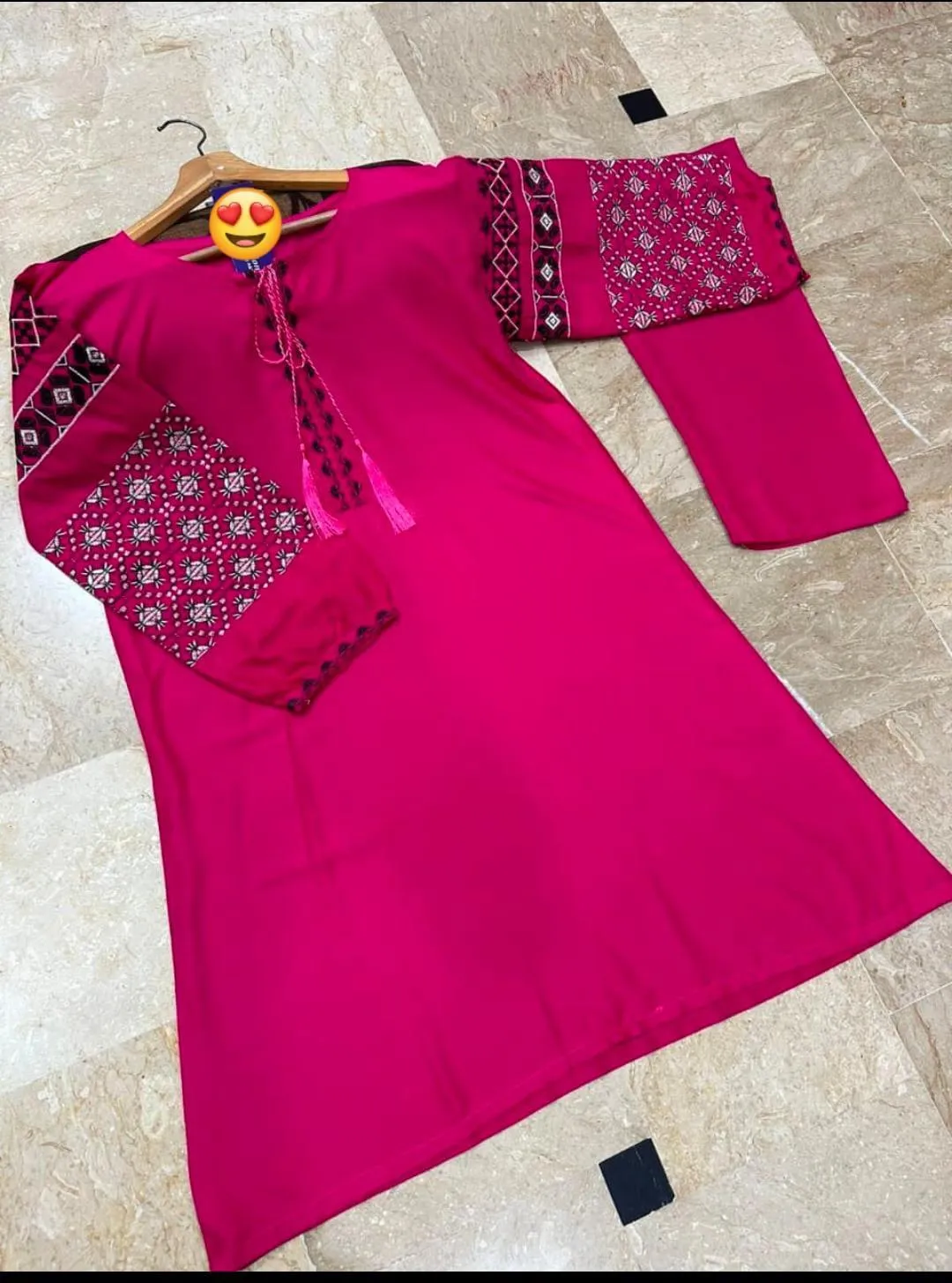 Airline Jabla Embroidered Shirt Trouser Set Mes Size Linen