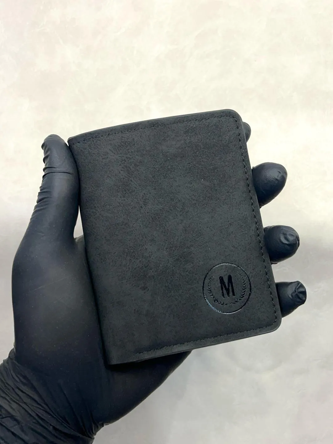 Men's Leather Bi-Fold Wallet Grey Brown Orange