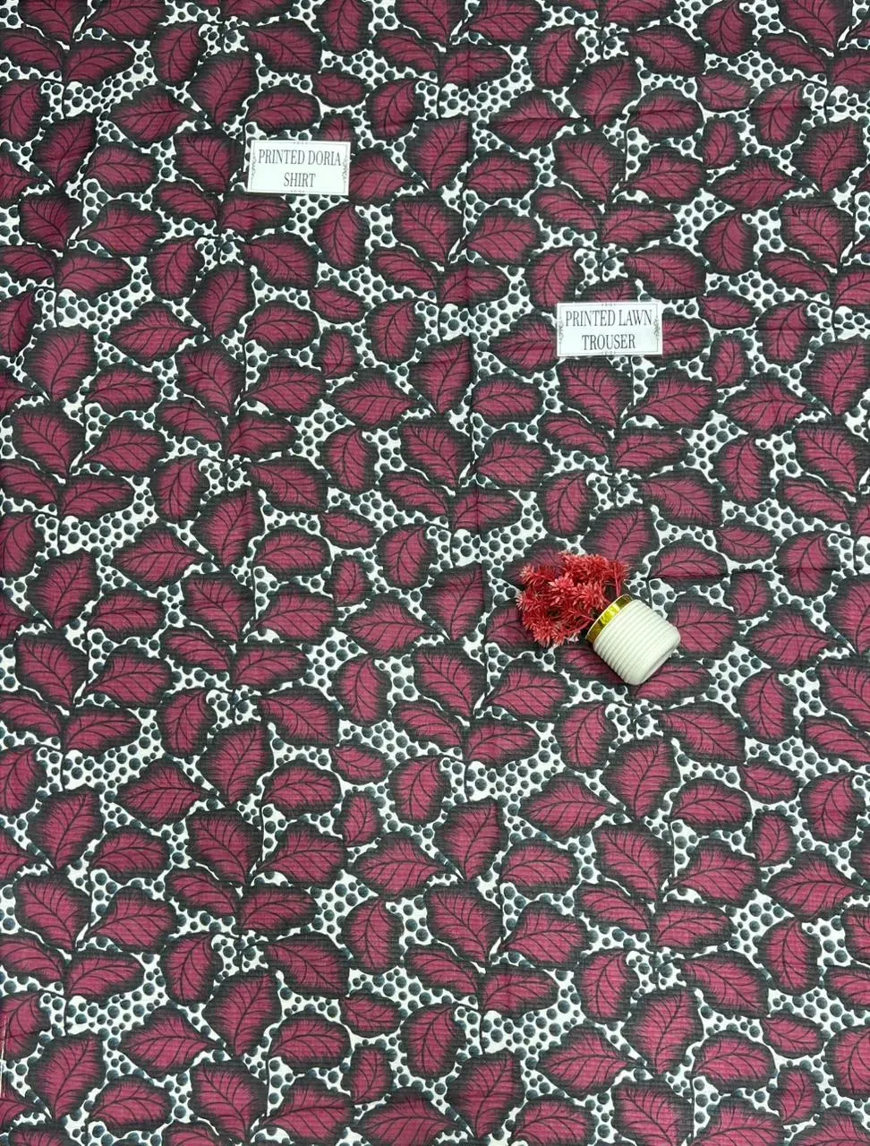 Maroon Printed Dobby Lawn 2Pcs Shirt Trouser Set
