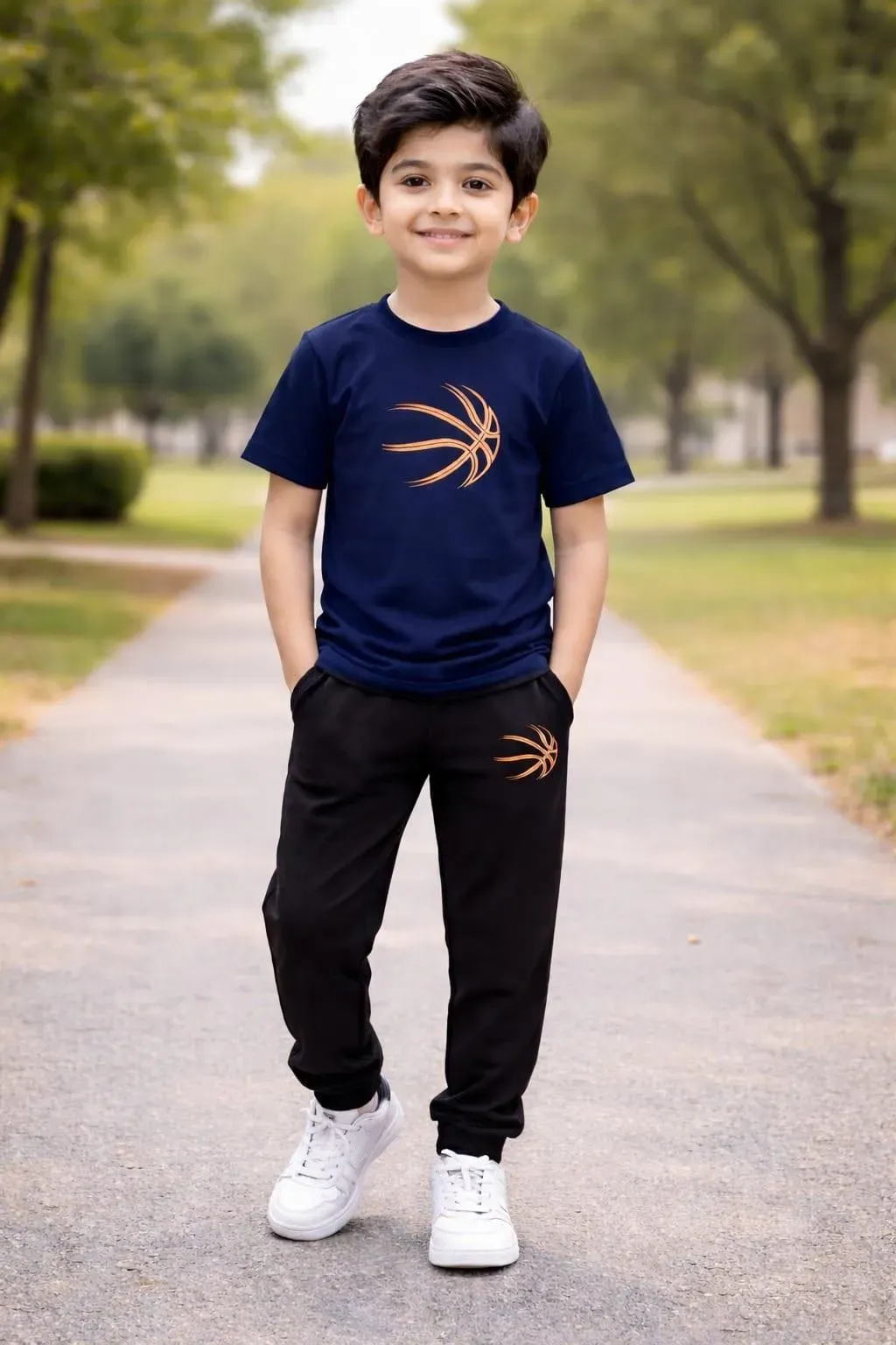 Kids Printed Navy Blue Track Suit Set 1-12Yrs