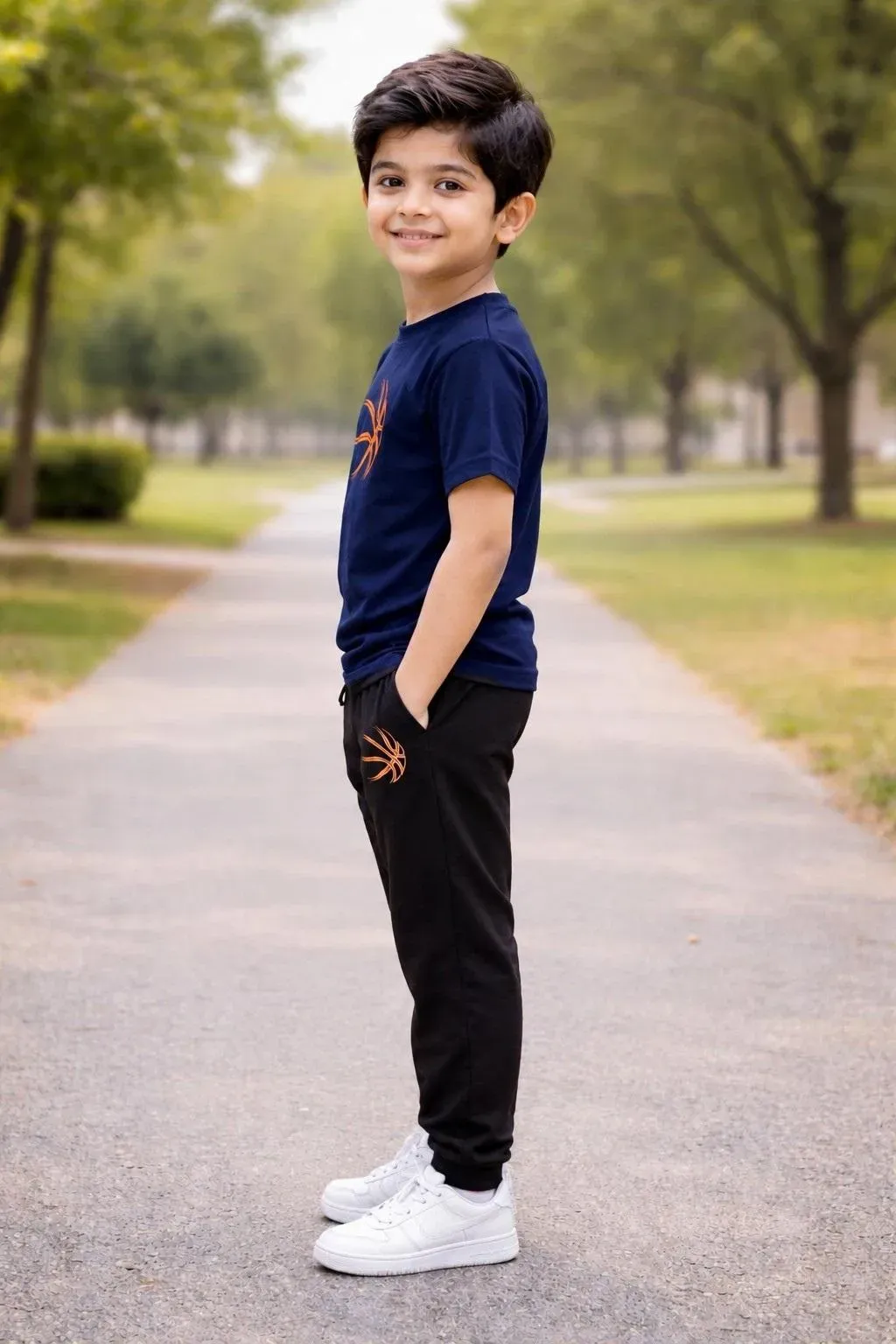 Kids Printed Navy Blue Track Suit Set 1-12Yrs