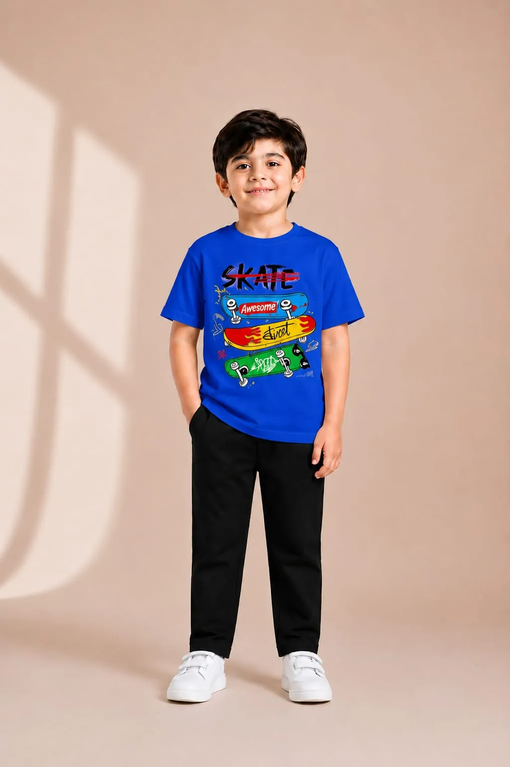 Kids Printed Track Suit Blue Black Summer Wear