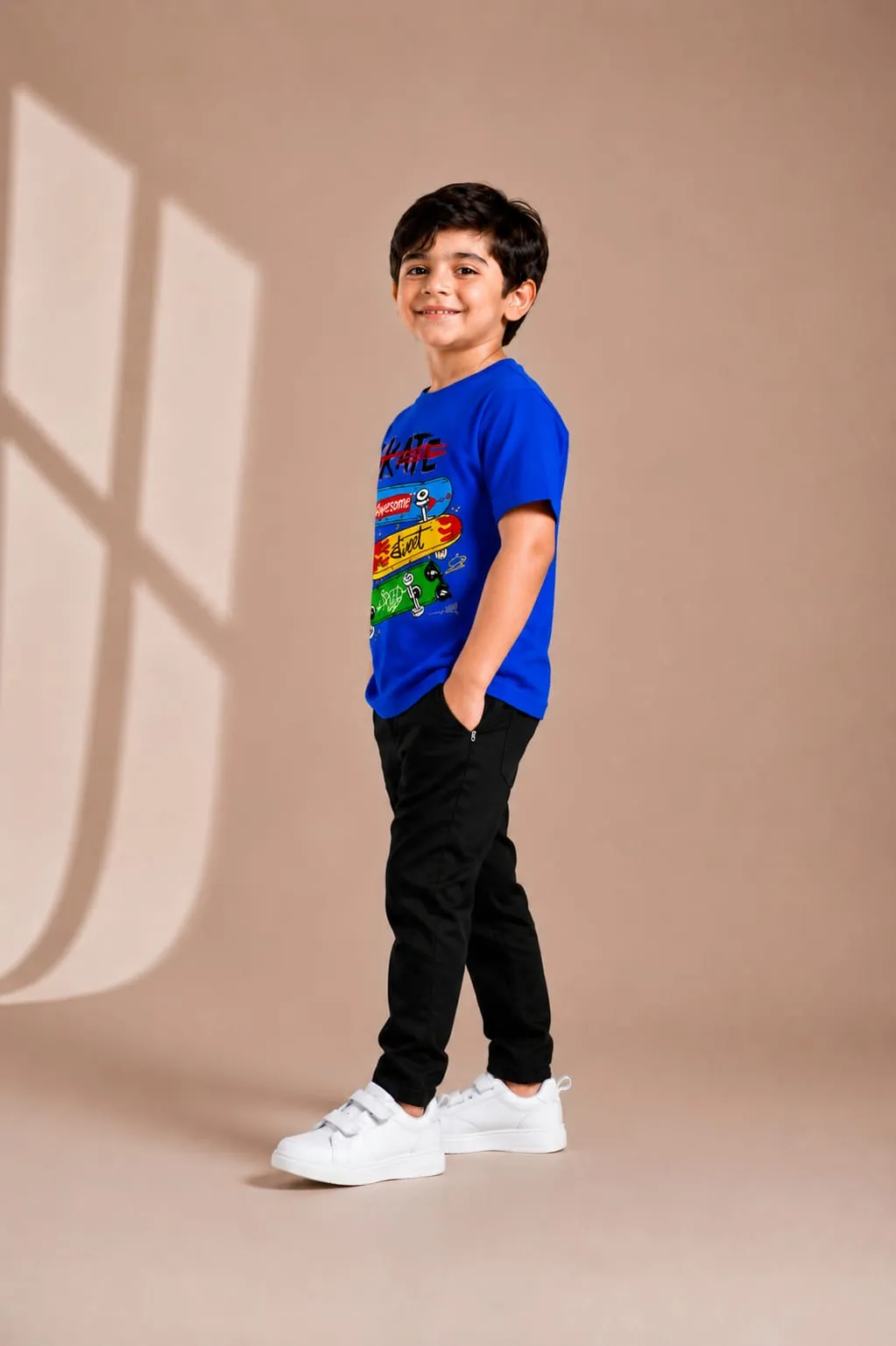 Kids Printed Track Suit Blue Black Summer Wear