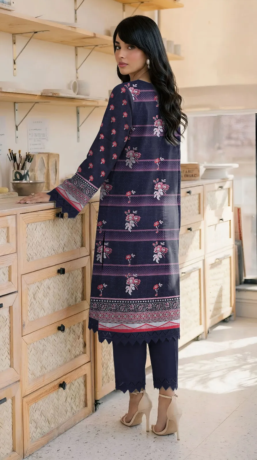 2 Pcs Women's Unstitched Embroidered Suit Shirt Fabric