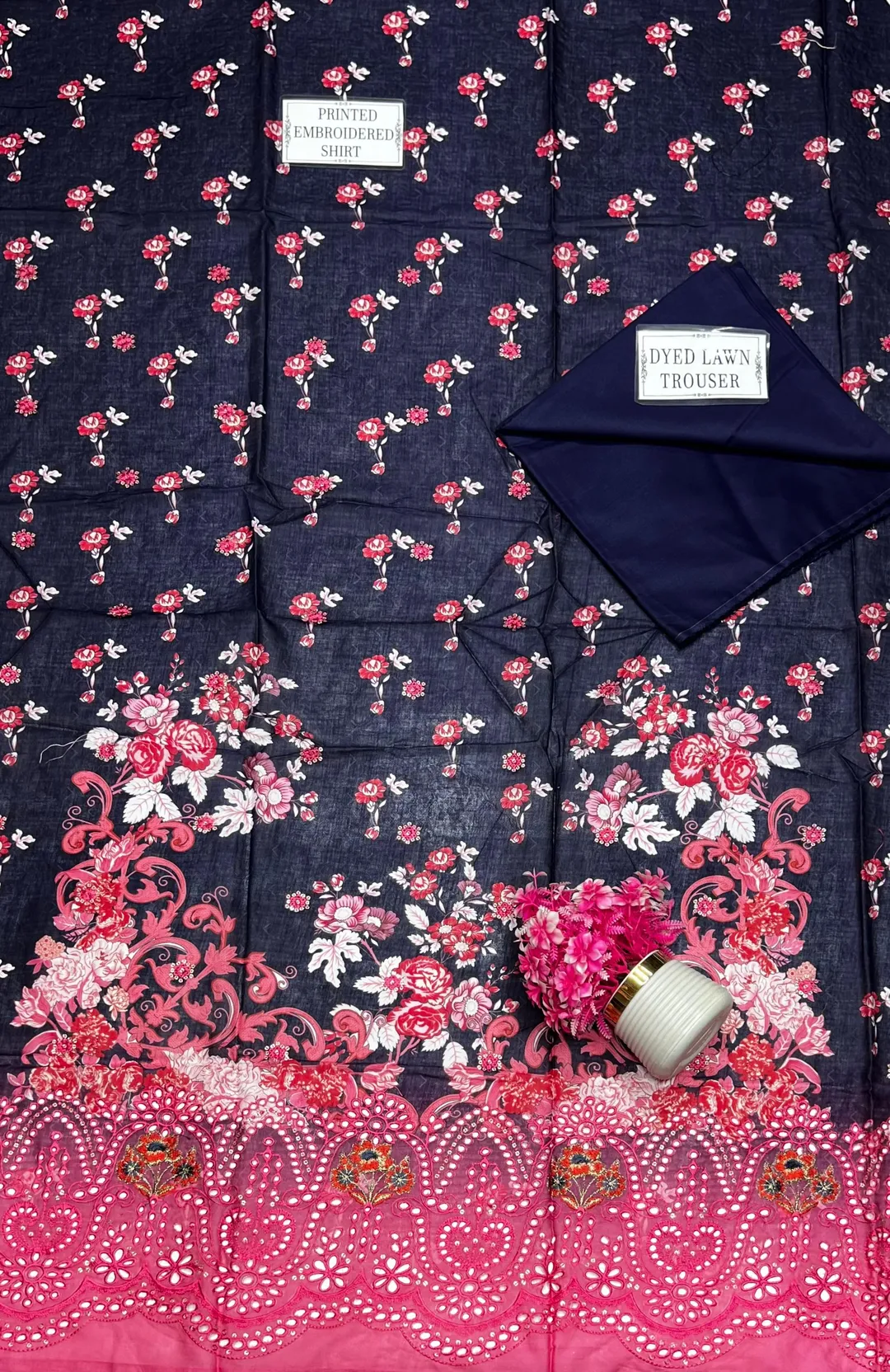 2 Pcs Women's Unstitched Embroidered Suit Shirt Fabric