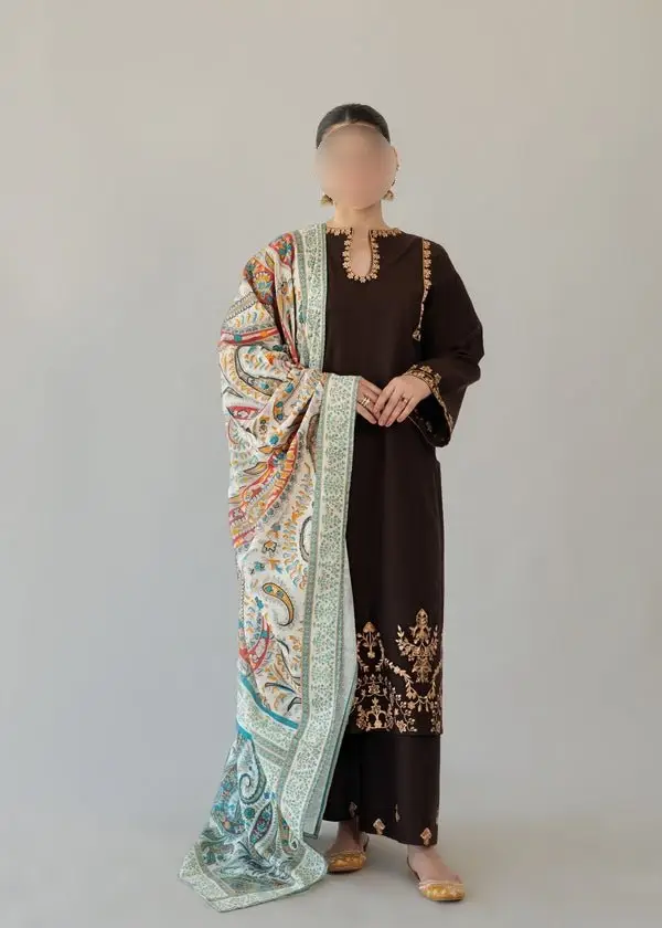3 Pcs Women's Unstitched Embroidered Suit