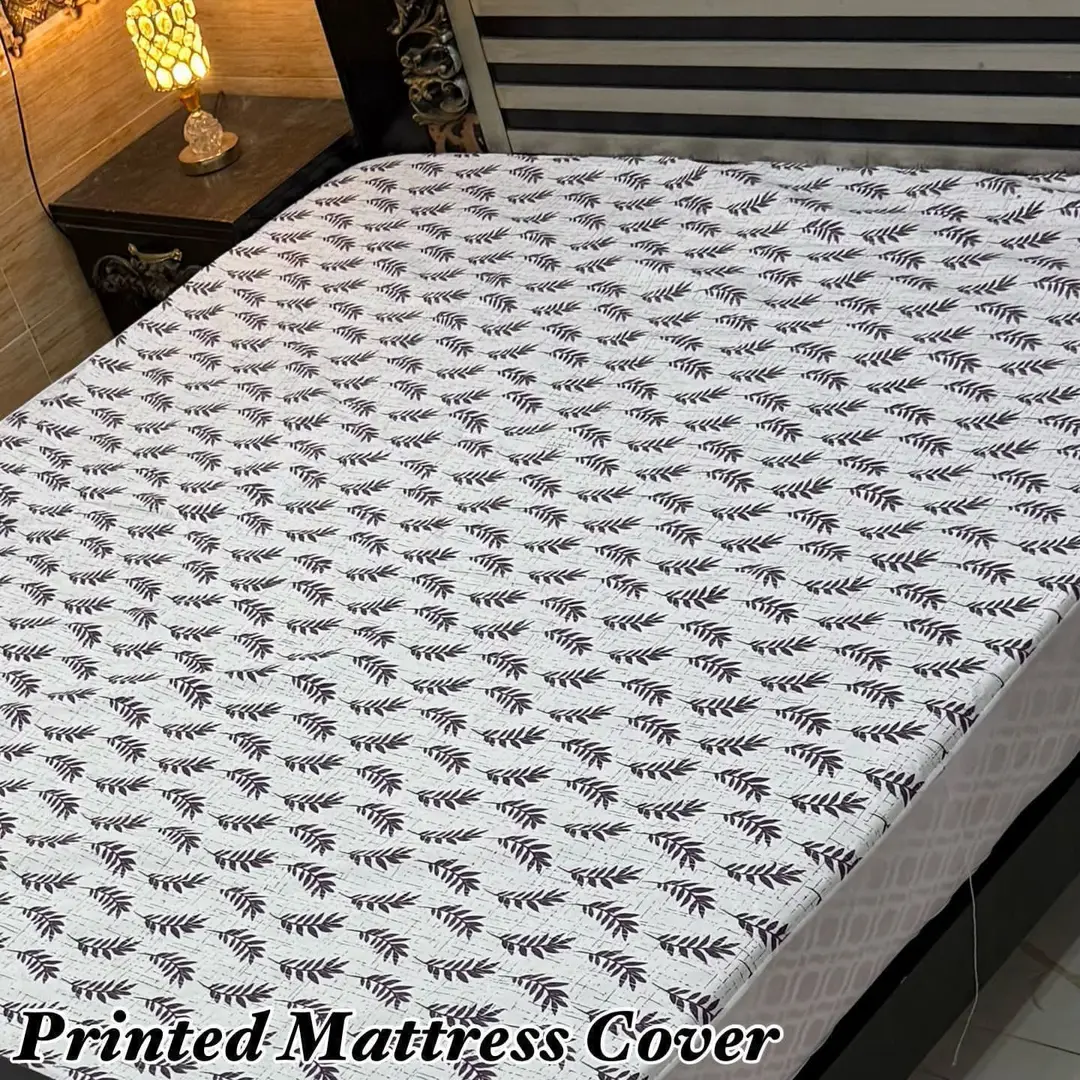 Terry Cotton Printed Double Bed Mattress Cover