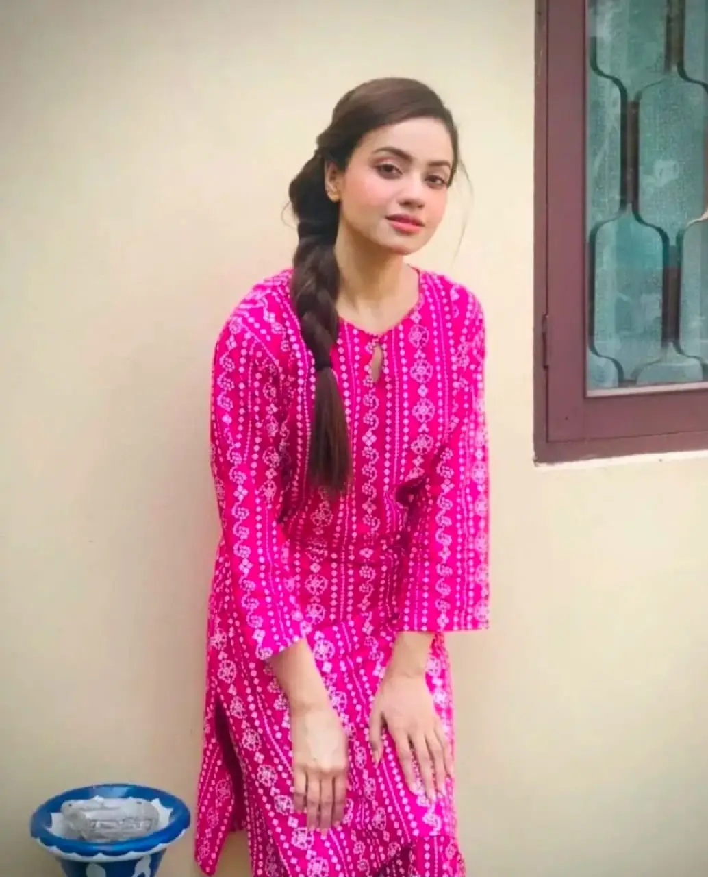 2 Pcs Women's Stitched Linen Block Printed Shirt And Trouser
