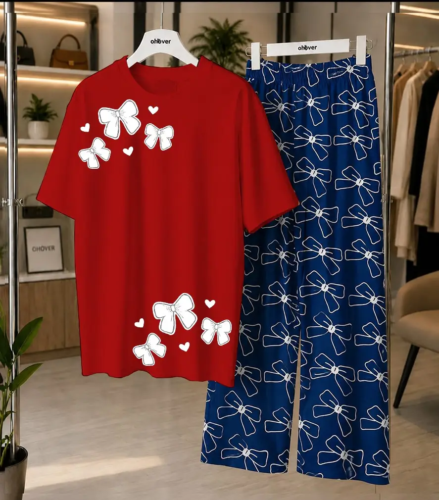 2 Pcs Women's Stitched Cotton Jersey Printed Night Suit