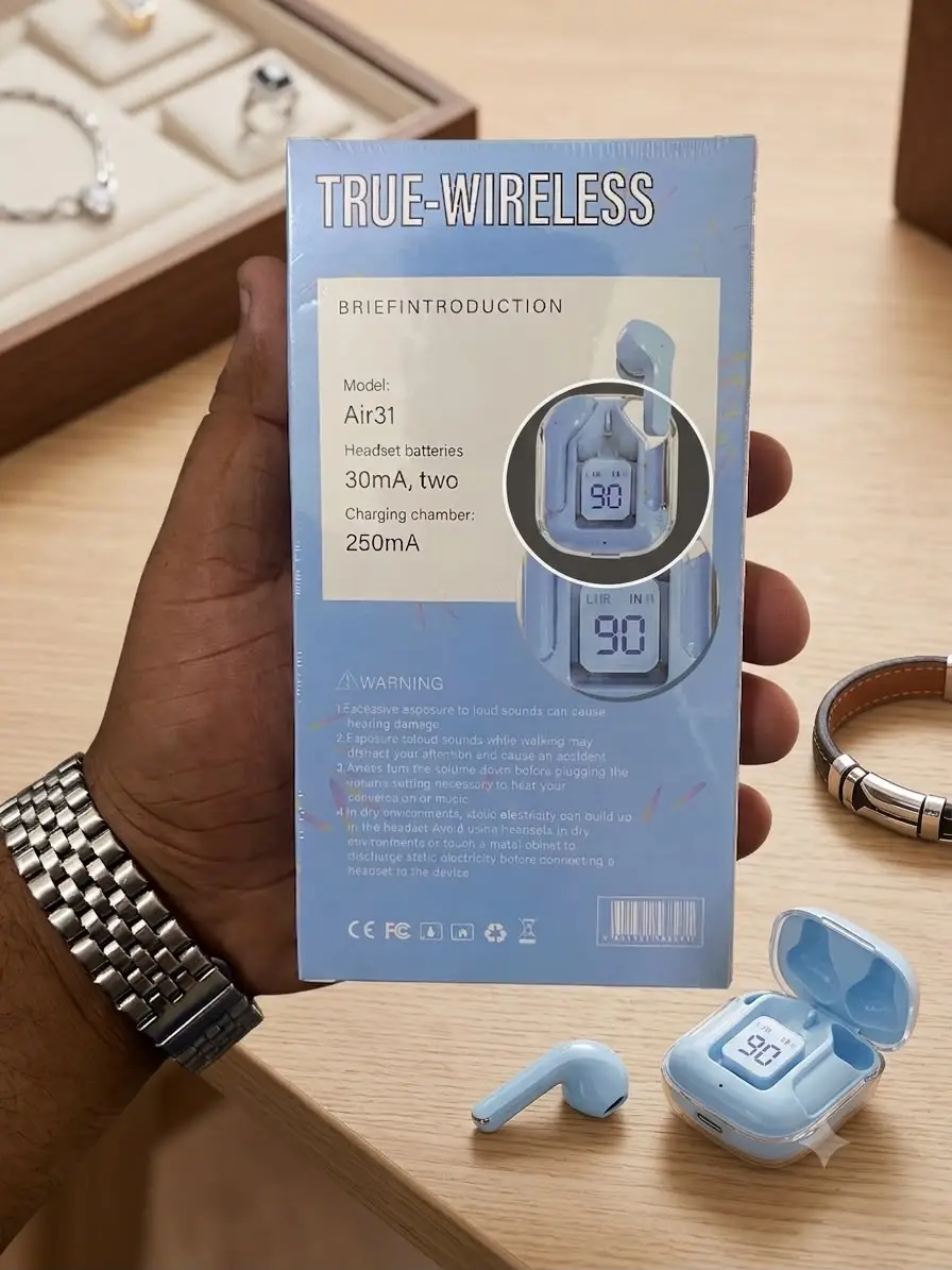 Air31 Wireless Bluetooth Earbuds V5.3 with LED Battery Display – True Wireless Stereo (TWS)