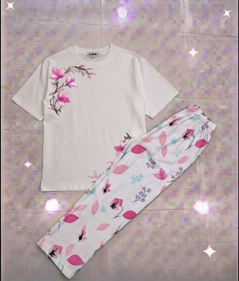 2 Pcs Women's Stitched Cotton Jersey Printed Night Suit