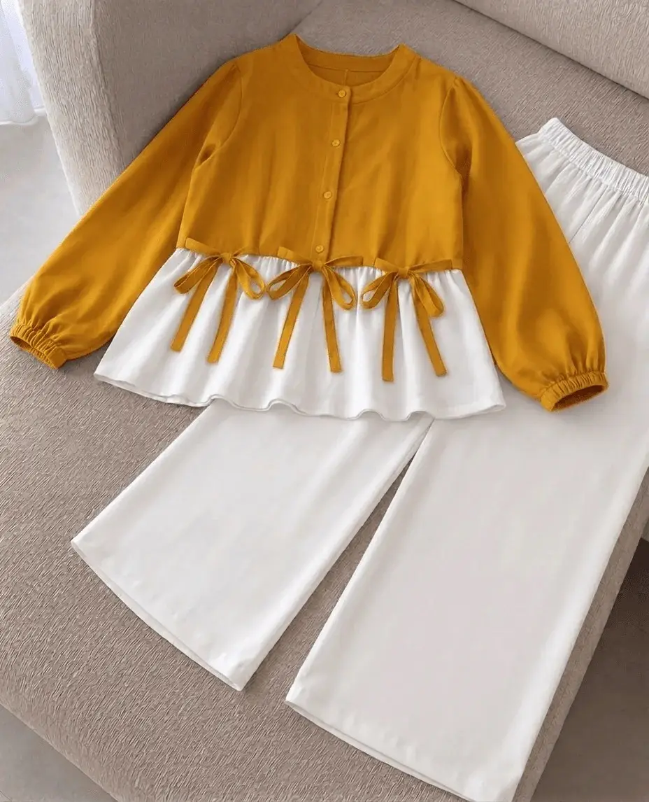 2 Pcs Women's Stitched Cotton Plain Shirt And Trouser