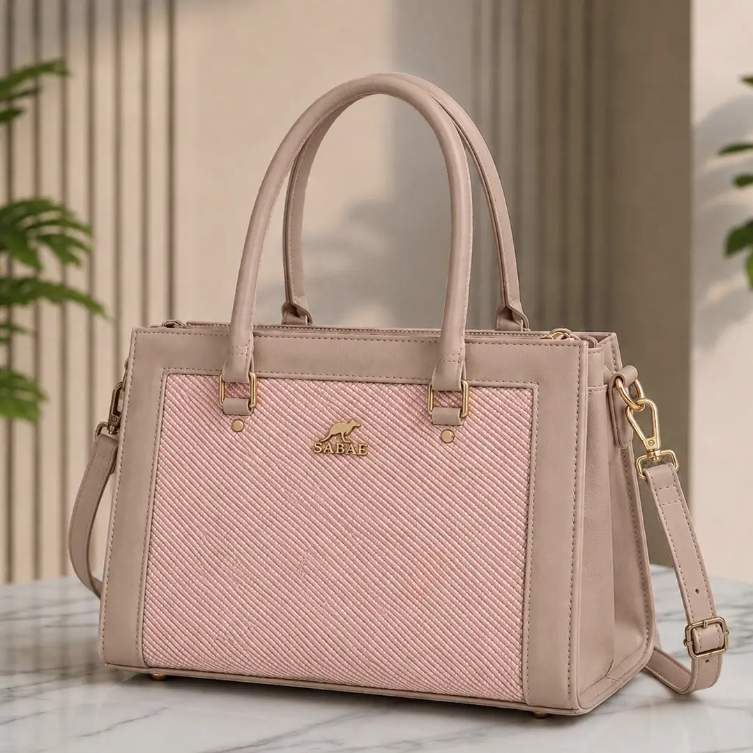 Premium Women's Structured Handbag|Rexine Top HandleShoulder Bag| Beige
