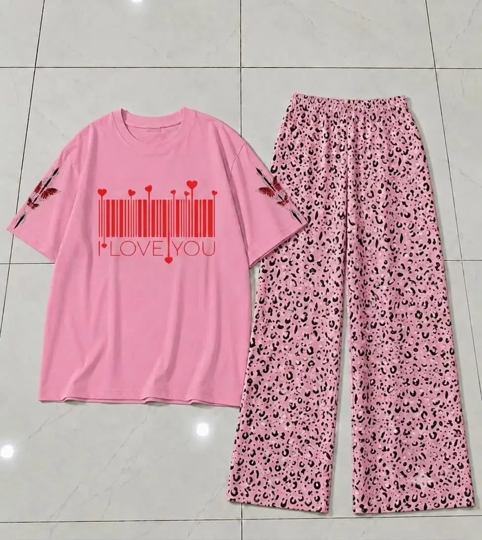 2 Pcs Women's Stitched Cotton Jersey Printed Night Suit