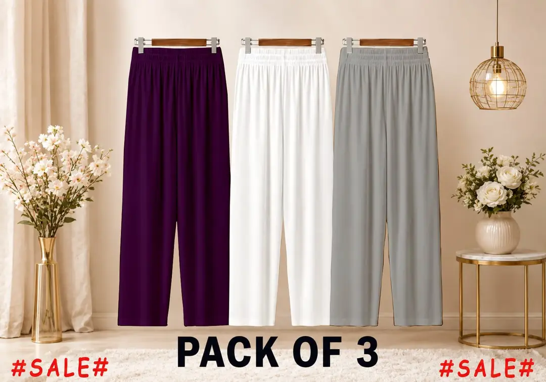 3 Pcs Women's Stitched Jersey Plain Trouser
