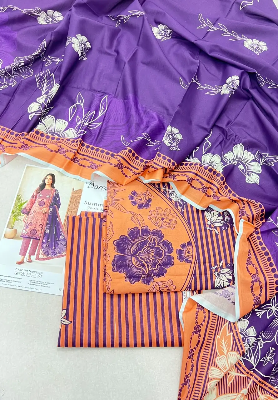 3 Pcs Women's Unstitched Printed Suit