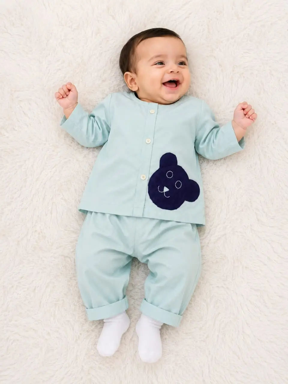 Baby Boy Lawn Plain Shirt & Shorts Set
