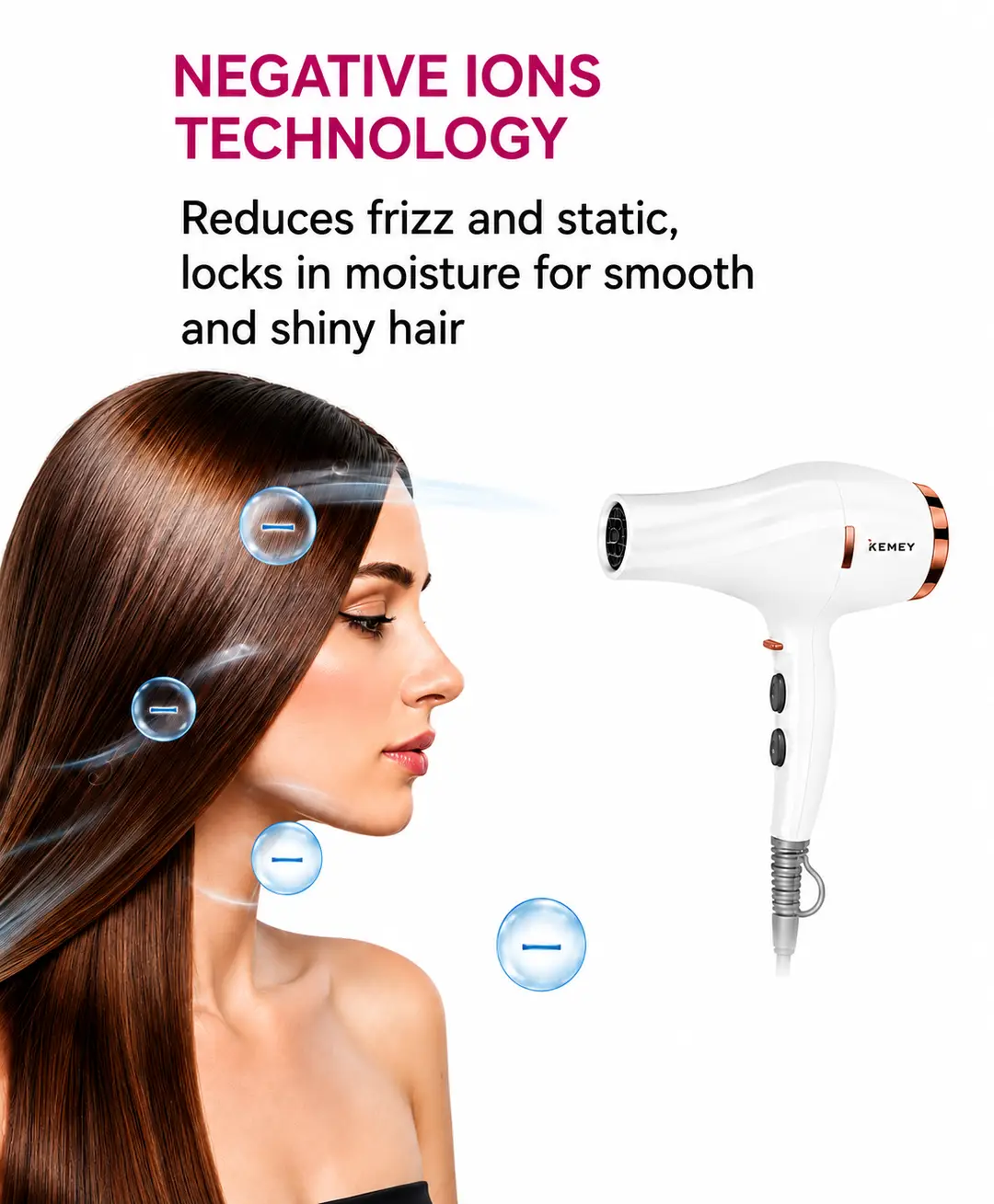 Professional 1500W Hair Dryer – Hot & Cold Air, Negative Ion Technology, 3 Speed Settings & Smart Temperature Control ?