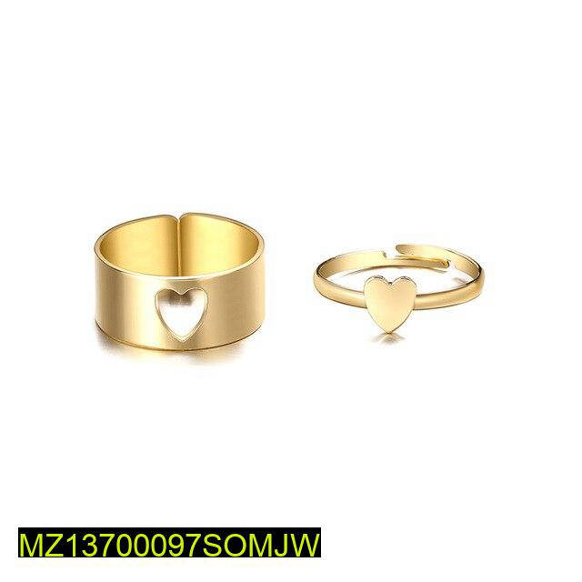 Golden Heart Rings Set for Couples Daily Wear