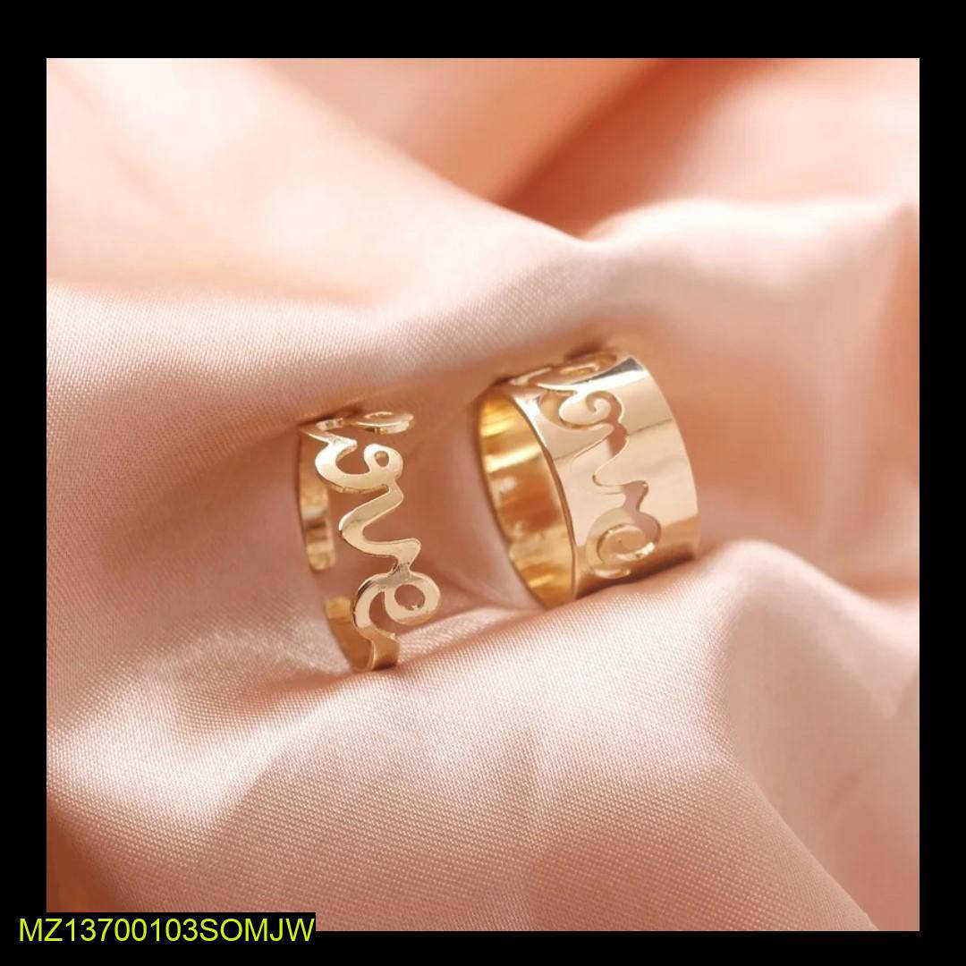 Golden Love Rings Set of 2 Adjustable Pakistani Style