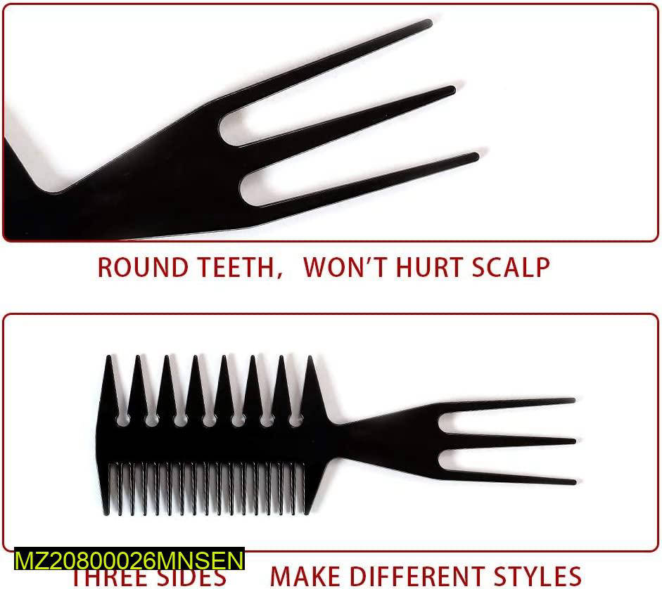 Triple Function Teasing Comb Black Plastic Salon Quality
